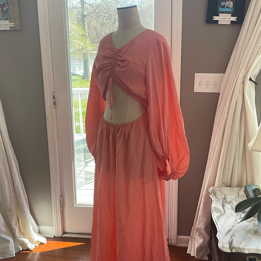 Staud Coral Recycled Nylon Tangier Maxi Dress NWT Large. As Seen On Katy Perry